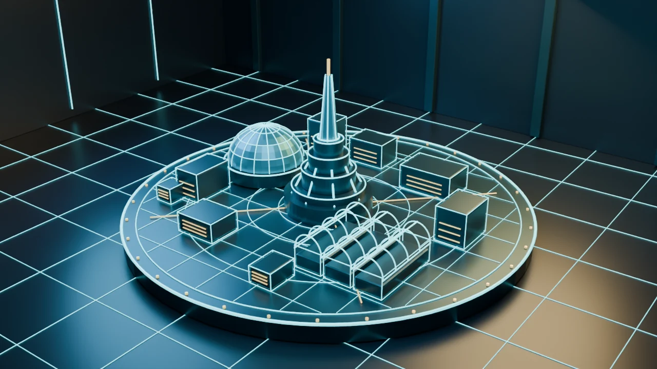 Räumliches holografisches Werkstattmotiv aus dem öffentlichen Skill Labor